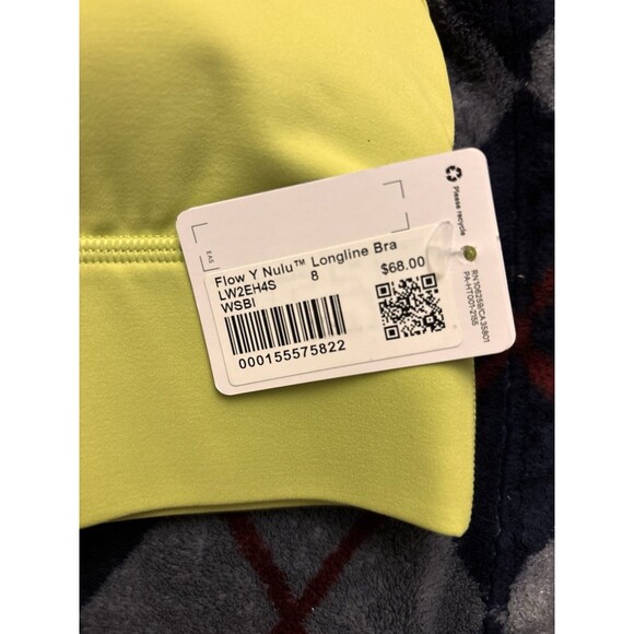 Lululemon Flow Y Nulu Longline Bra, A-C Cup Color WSBI (Wasabi) Green Size 8 New - Picture 3 of 6